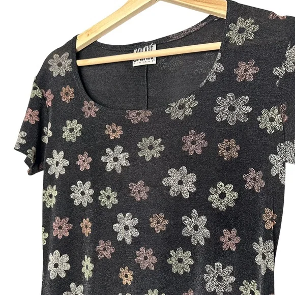 Vintage 90s Mesh Semi-Sheer Slinky Floral Dress - Picture 6 of 8